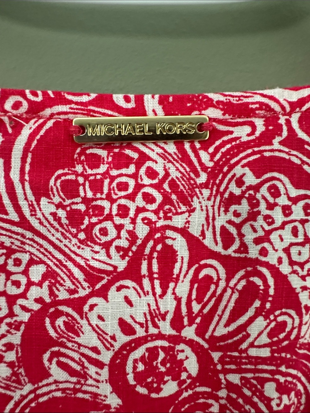 Michael Michael Kors Red Paisley Peplum Blouse Size LG - Picture 3 of 6
